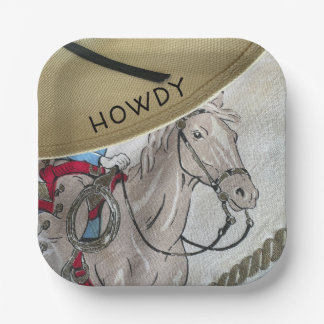 Assiettes En Carton Enfants cowboy thème monter un cheval poney