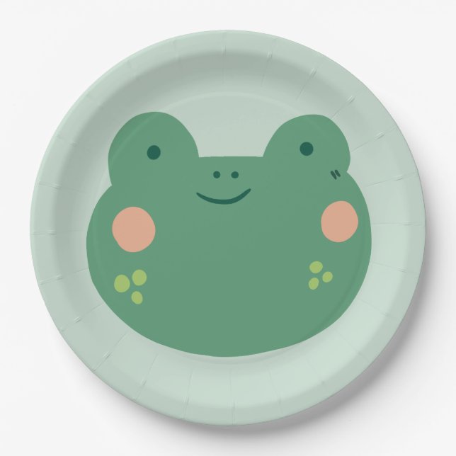 Assiettes En Carton Enfants d'anniversaire de la grenouille (Devant)