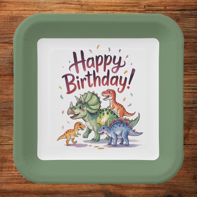 Assiettes En Carton Enfants Dinosaur Anniversaire (Créateur téléchargé)