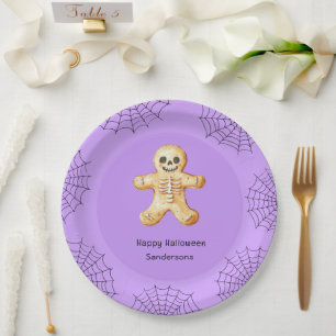 Assiettes En Carton Enfants Halloween partie pain d'épice squelette