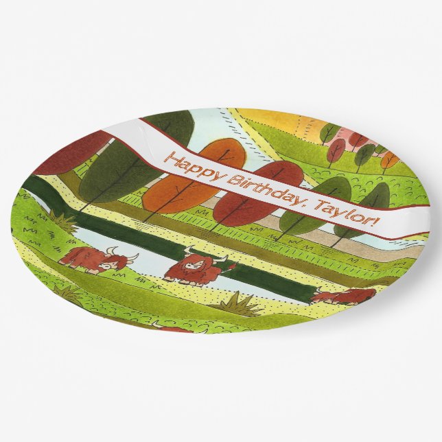 Assiettes En Carton Enfants Highland Vows Farm Anniversaire Fête (Angle)