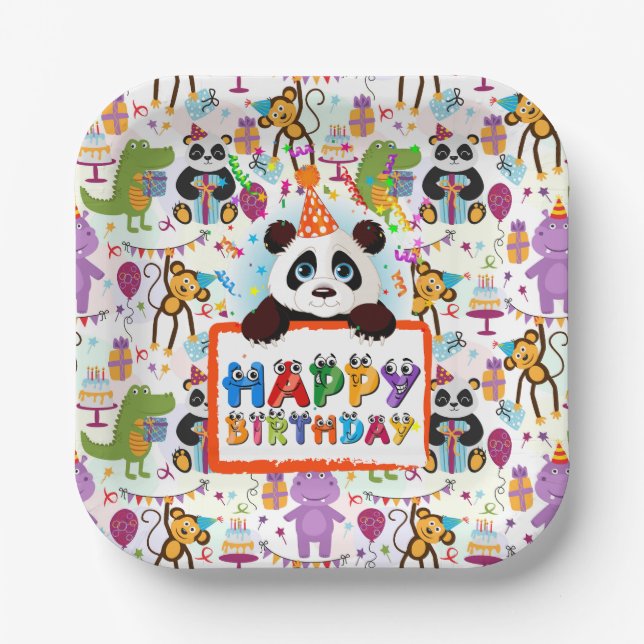 Assiettes En Carton Enfants Joyeux anniversaire (Recto)