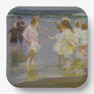Assiettes En Carton Enfants marchant sur la plage (par E.H. Potthast)