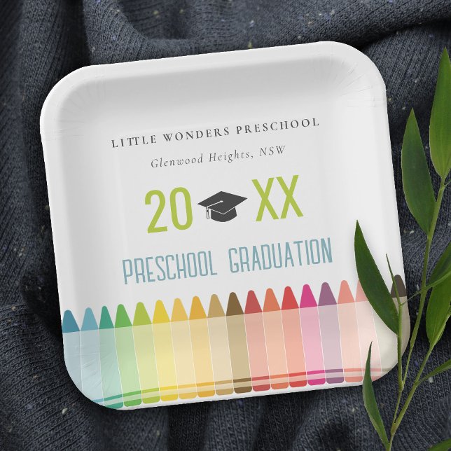 Assiettes En Carton Enfants mignons Crayon Fun Rainbow Preschool Gradu (Créateur téléchargé)