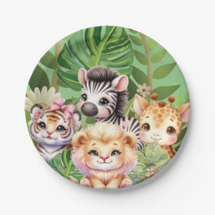 Assiettes En Carton Enfants sauvages Jungle Kawaii Animaux