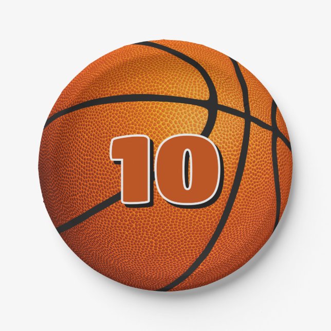 Assiettes En Carton enfants sport fête d'anniversaire basket-ball (Devant)