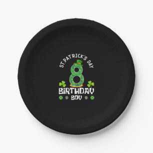 Assiettes En Carton Enfants St. Patrick's Day Anniversaire 8e T-shirt 