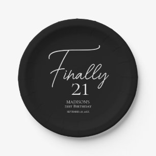 Assiettes En Carton Enfin 21 Noir & Blanc 21e anniversaire