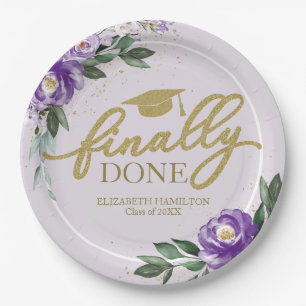 Assiettes En Carton Enfin terminé fête de graduation florale violette