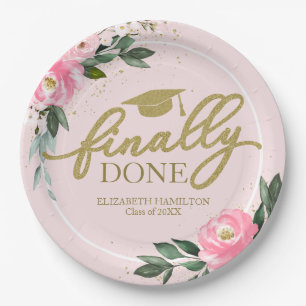 Assiettes En Carton Enfin Terminé Fête de Remise des Diplômes Florale 
