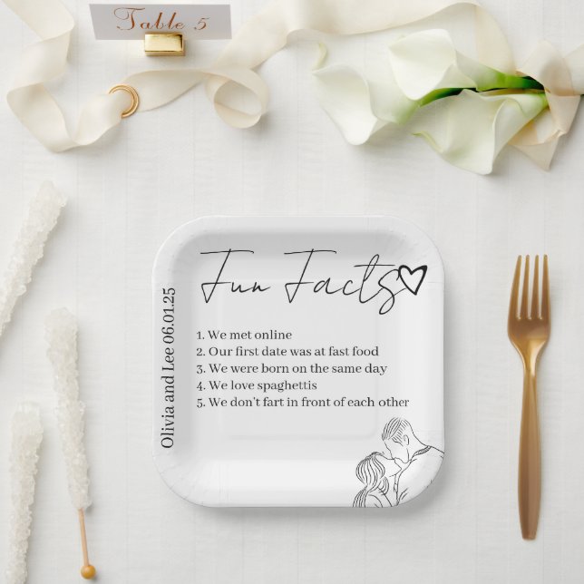 Assiettes En Carton Engagement Party Fun facts Name Wedding  (Mariage)