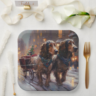 Assiettes En Carton English Cocker Spaniel Saison de Noël festive
