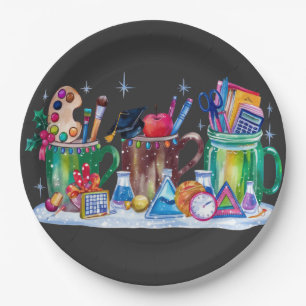 Assiettes En Carton Enseignant Noël Tasse Joyeux Enseignant