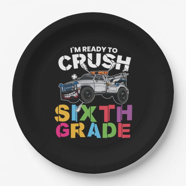 Assiettes En Carton Enseignants de 6e année écrasés jusqu'à 6e année (Devant)