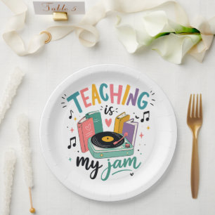 Assiettes En Carton Enseignement Rétro Est Mon Jam Disque Vinyle Ensei