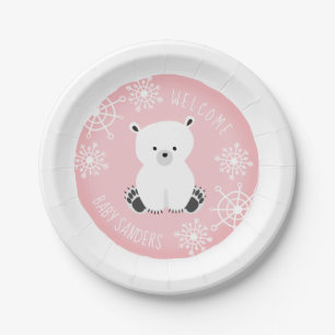 Assiettes En Carton Ensemble de Joy Snowflake Hiver Baby shower rose