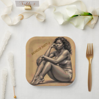 ASSIETTES EN CARTON ENTERREMENT DE VIE DE GARÇON