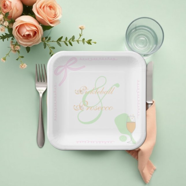 Assiettes En Carton Enterrement de vie de jeune fille au pickleball et (Créateur téléchargé)