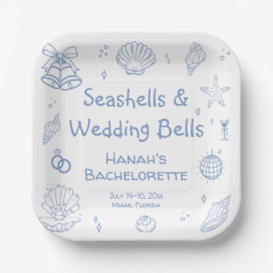 Assiettes En Carton Enterrement de vie de jeune fille aux coquillages