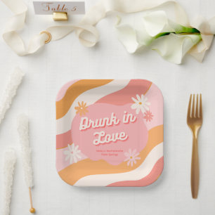 Assiettes En Carton Enterrement de vie de jeune fille Rétro Rose Amour