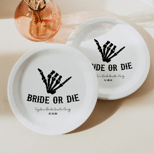 Assiettes En Carton Enterrement de vie de jeune fille Rockstar Skeleto