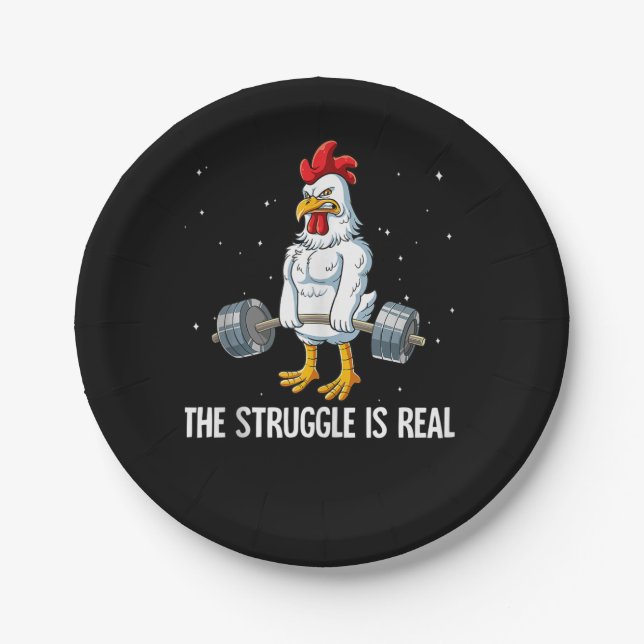 Assiettes En Carton Entraînement De Poids De Poulet Gym La Lutte Est R (Devant)