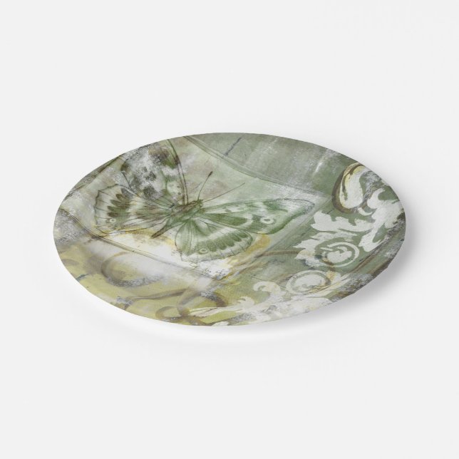 Assiettes En Carton Entrée de papillon vert avec porte en fer (Angle)