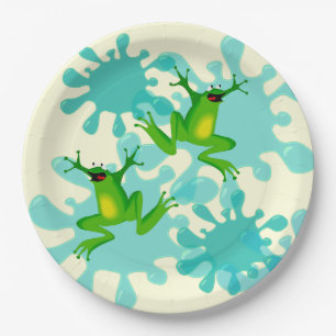 Assiettes En Carton Entrelacée de fête de la Grenouille 9"
