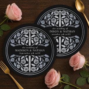 Assiettes En Carton Épée médiévale royale noire argentée de mariage