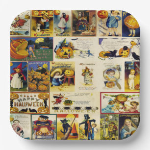 Assiettes En Carton Ephémère d'Halloween vintage