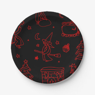 Assiettes En Carton épiphanie noël sorcière befana noir
