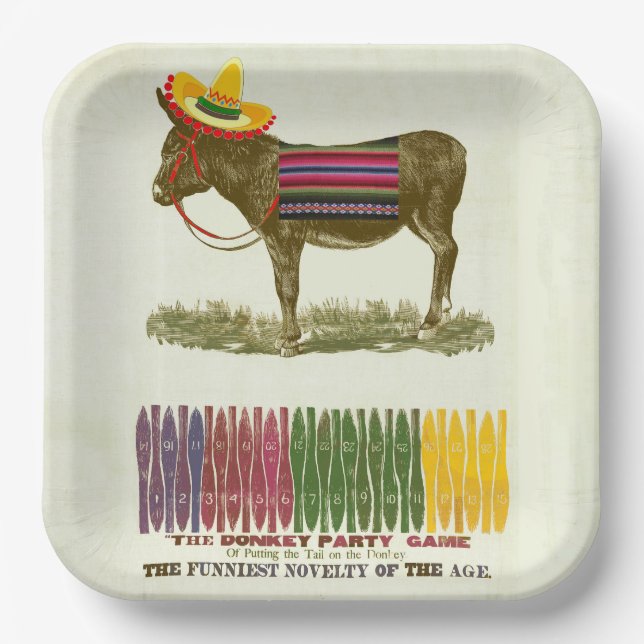 Assiettes En Carton Éplucher la queue sur l'âne (Recto)