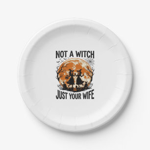 Assiettes En Carton Épouse drôle Halloween Vintage Sorcière Lune Desig