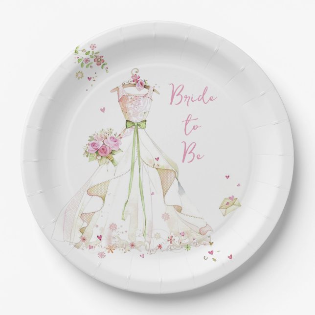 Assiettes En Carton Épouse en fleur (Devant)