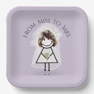 Assiettes En Carton Épouse fille en Basket avec Daisy Bouquet