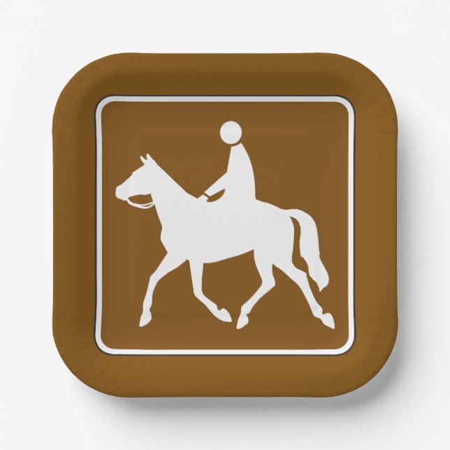 Assiettes En Carton Equestrian Trail Riding Horse Silhouette Icon (Recto)