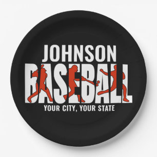 Assiettes En Carton Équipe de baseball AJOUTER NOM Champion Joueur de
