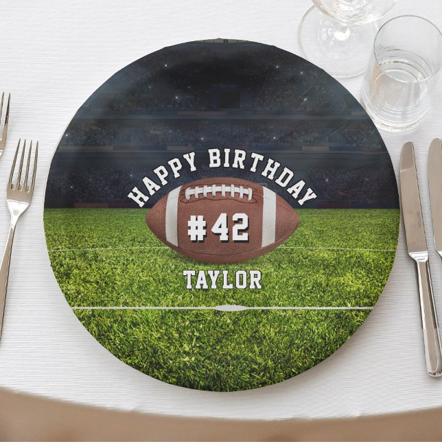 Assiettes En Carton Équipe de football Numéro Sport Joyeux anniversair (Football Field Team Number Sports Happy Birthday Paper Plates
)