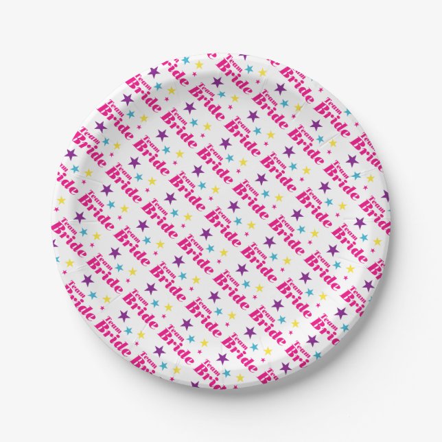 Assiettes En Carton Équipe de mariée (Devant)
