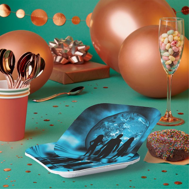 Assiettes En Carton Équipe d'entreprise Silhouette Futuriste (Créateur téléchargé)