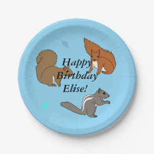 Assiettes En Carton Equirrels Bleu Anniversaire