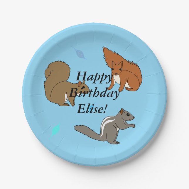Assiettes En Carton Equirrels Bleu Anniversaire (Devant)