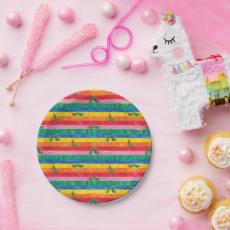 Assiettes En Carton Eric Carle | Caterpillar Rainbow Stripe Motif