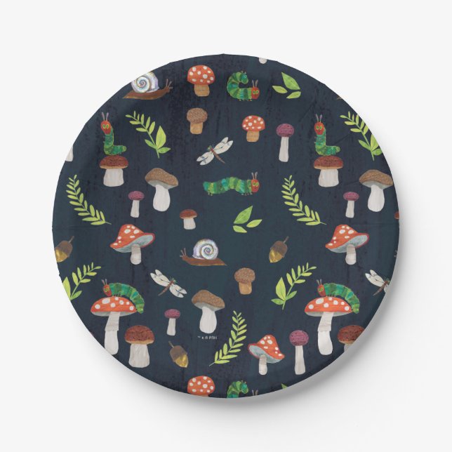 Assiettes En Carton Eric Carle | Motif Bugs et Champignons (Devant)