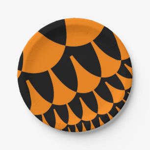 Assiettes En Carton Escaliers orange et noir