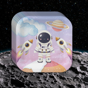 Assiettes En Carton Espace aquarelle Baby shower Little Explorer