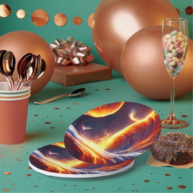 Assiettes En Carton Espace d'eau de feu (Multi)