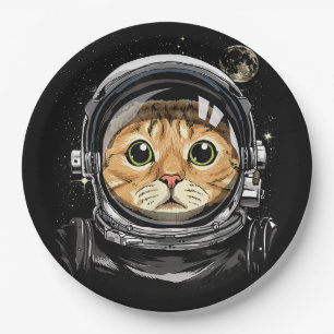 Assiettes En Carton Espace extra-atmosphérique Chat Kitty Astronaut Vi