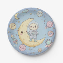 Espace Mignon Kawaii - Astronaute et Lune Souriant