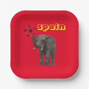 Assiettes En Carton Espagne Football Éléphant Rouge Jaune Moderne